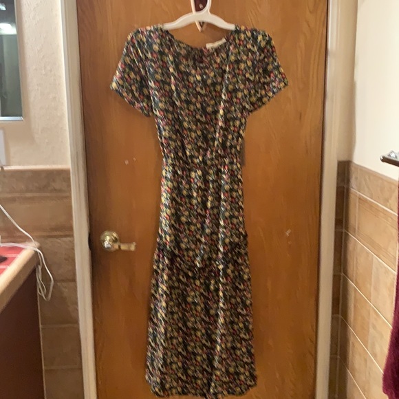 1940s Black & Multicolor Floral Print Midi Dress - Picture 3 of 13